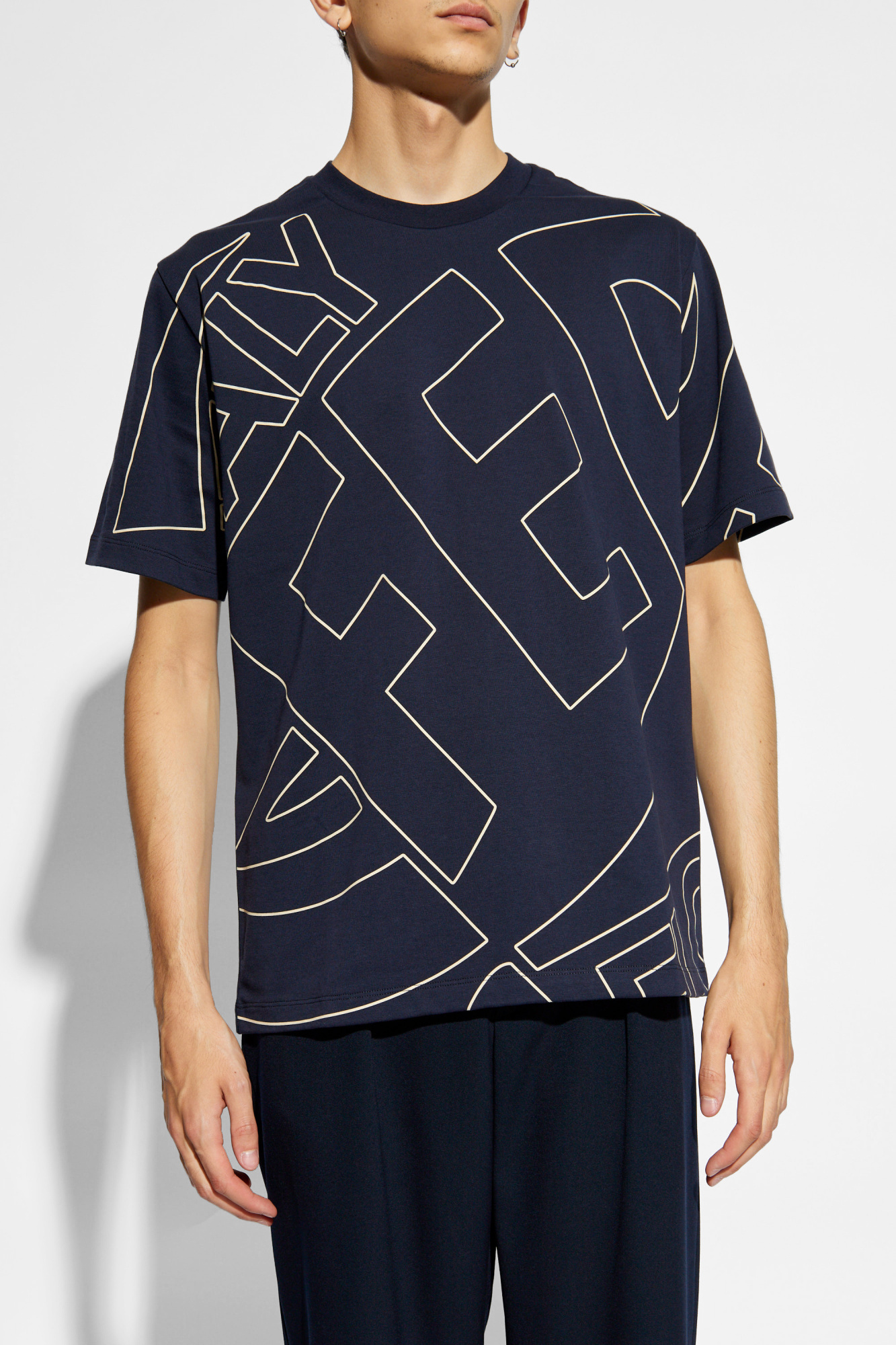 【関税込み】Ferragamo ブラック ロゴパッチ Tシャツ shirt with logo FERRAGAMO - Navy blue T